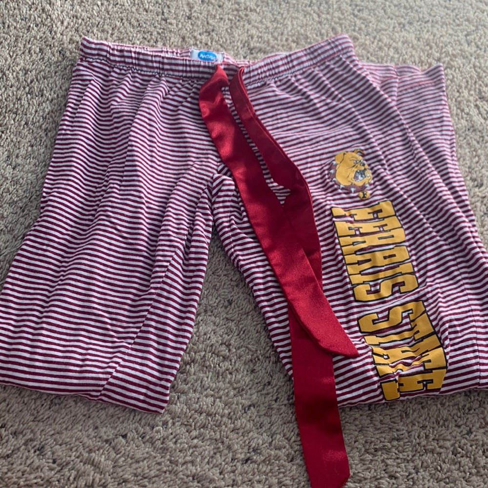 NCAA Striped Pajama Pants with Red and Yellow Accents